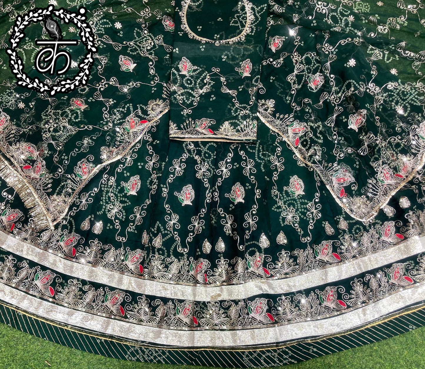 Designer Boutique Chunnari Heavy Poshak – Copper Sequence, Zari Work & Heavy Odhani