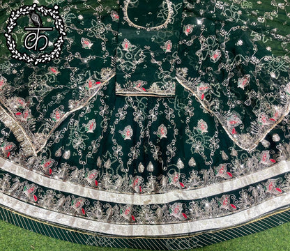 Designer Boutique Chunnari Heavy Poshak – Copper Sequence, Zari Work & Heavy Odhani