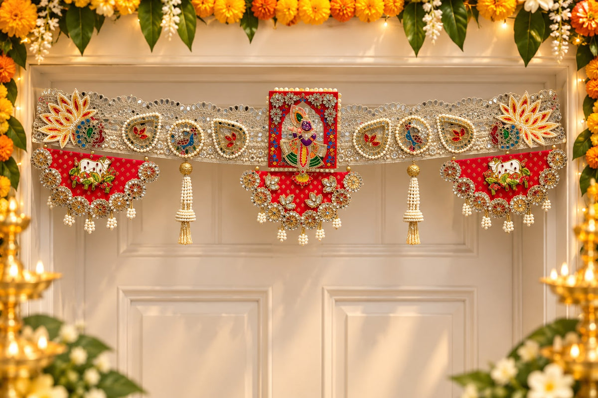 Shreenathji with pichwai design Heavy Design Beautiful Handcrafted Bandharwal /Toran