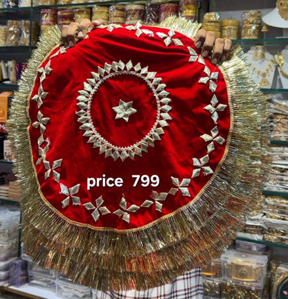 Beautiful handmade Gotta Kiran work Thali/ Bajot/Choki/puja/Gaddi  cover