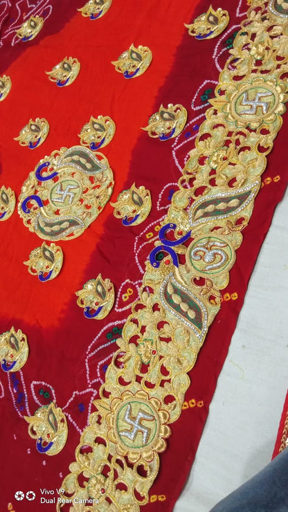 Traditional Pila Chunri –   Ojaria with Kolkata Zardosi Handwork