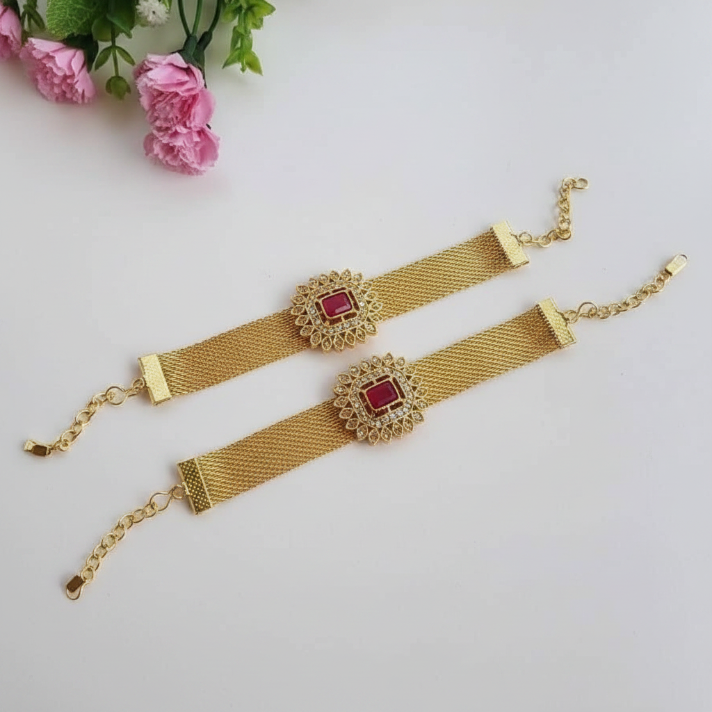 Golden Kumkum work Rakhi Bracelet pack of 1