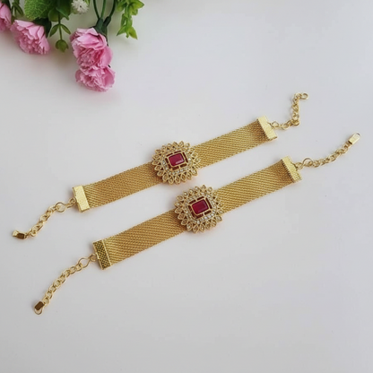 Golden Kumkum work Rakhi Bracelet pack of 1