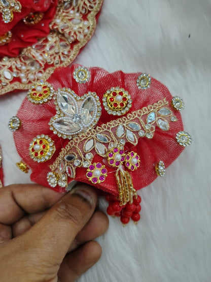 Premium Embroidered Ladoo Gopal Ji Poshak with Mukut