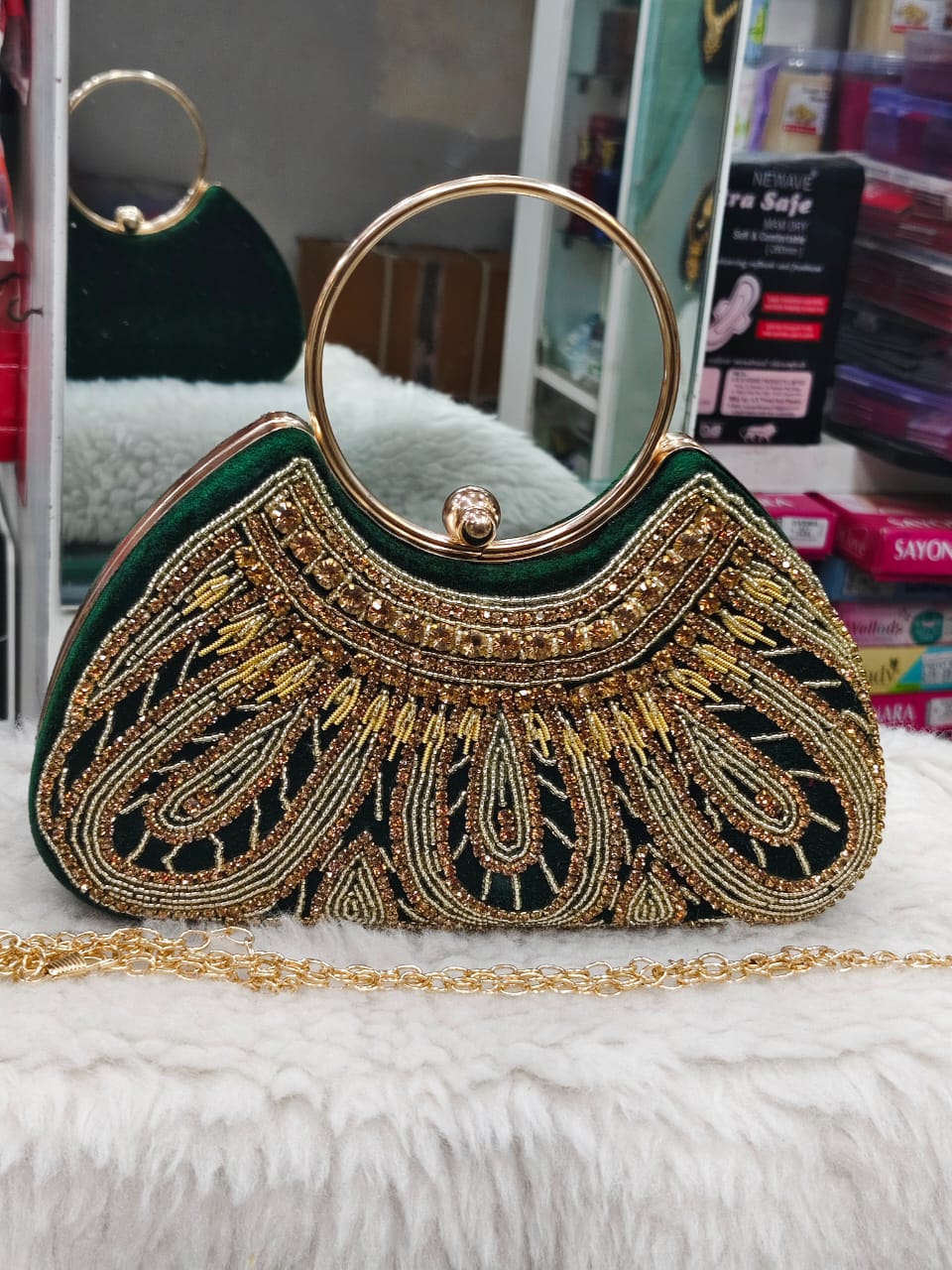 Elegant Metallic Gold Shimmery Party Clutch