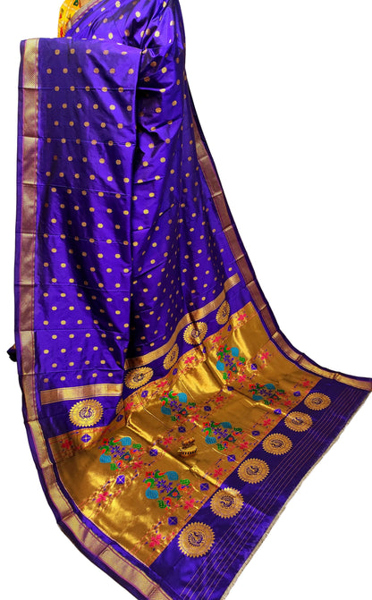 Maharani Kalanjali Handwoven Pure Silk Paithani Saree – All Over Butta with Royal Pallu