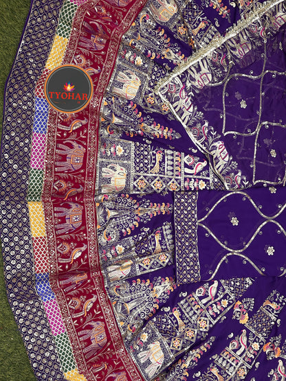 Boutique Designer 4 Meter Ghera Royal Poshak – A Timeless Blend of Tradition and Elegance/ CODE:SHR
