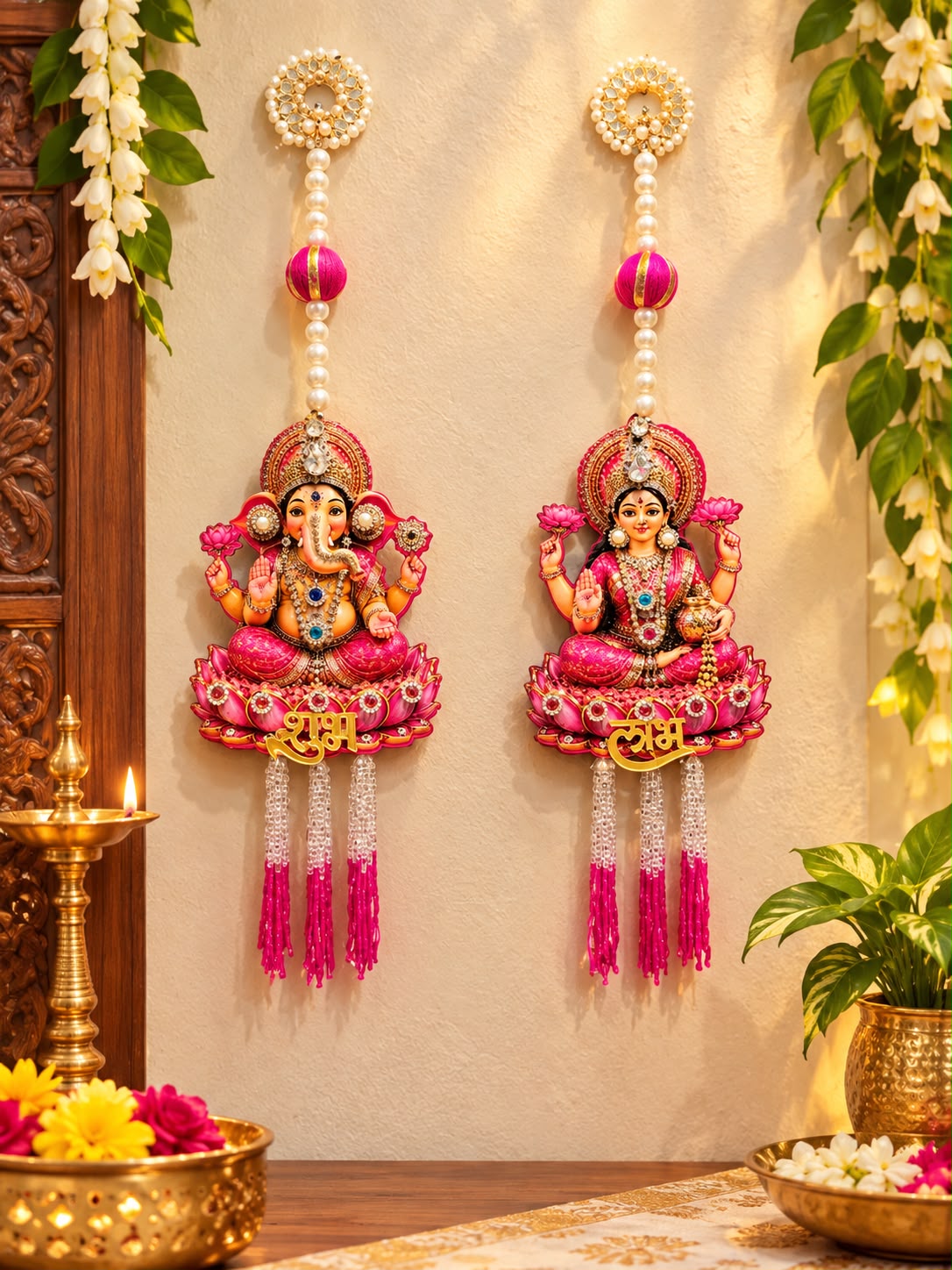 Subh labh Laxmiji Ganeshji Beautiful Handcrafted Hanging      code:HOP