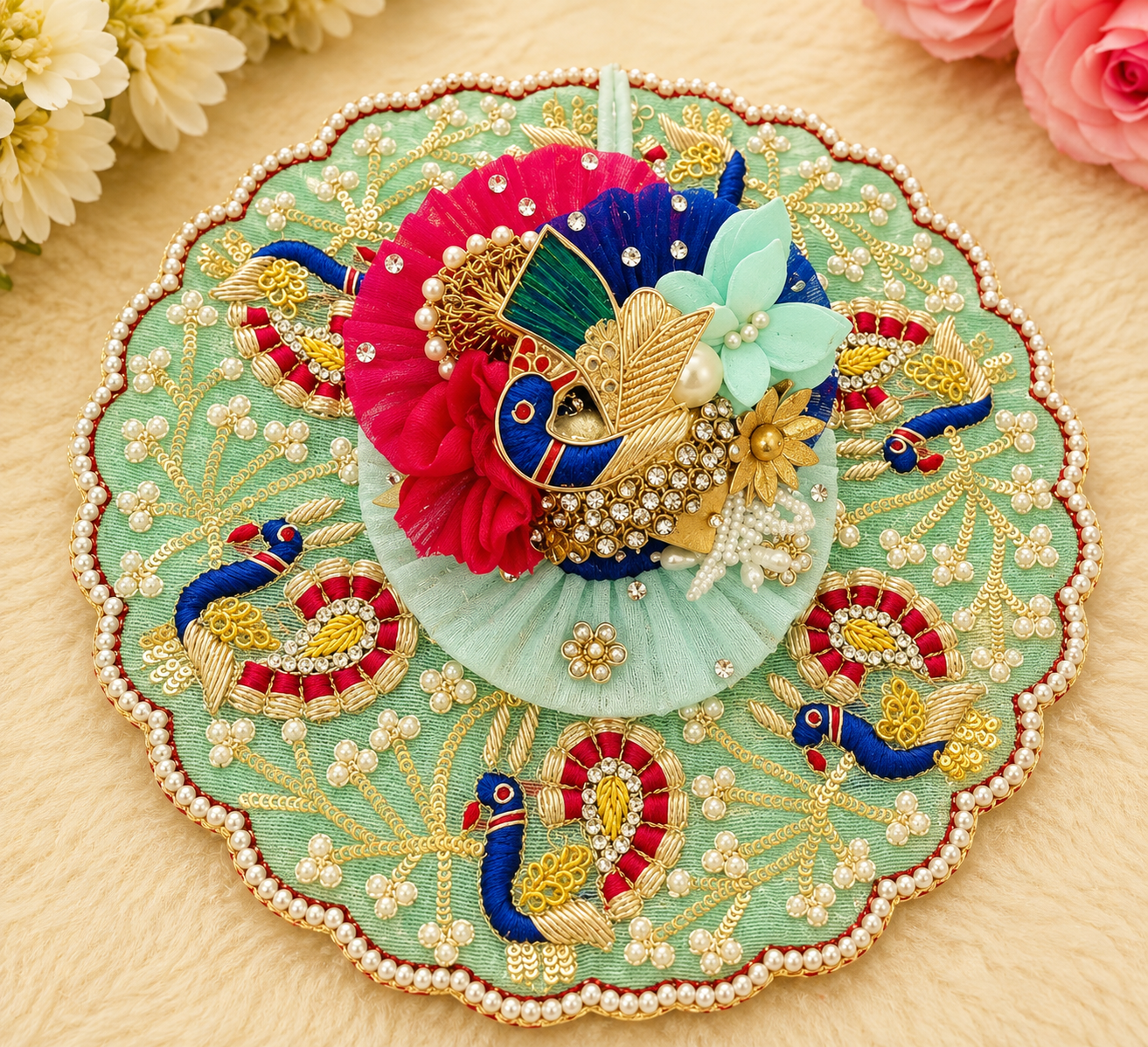Mor Mukut Girdahari Boutique Laddu Gopal Poshak with Mukut for Janmashtami