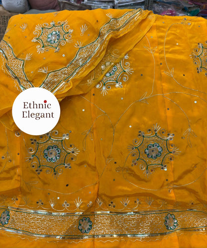 Rajputi Boutique Poshak – Heavy Natural Odhna with Zari, Taara & Resham Handwork