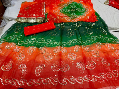 Thakurji Pure Rai Bandhej Poshak with Taari Work & Gota Kiran Finishing