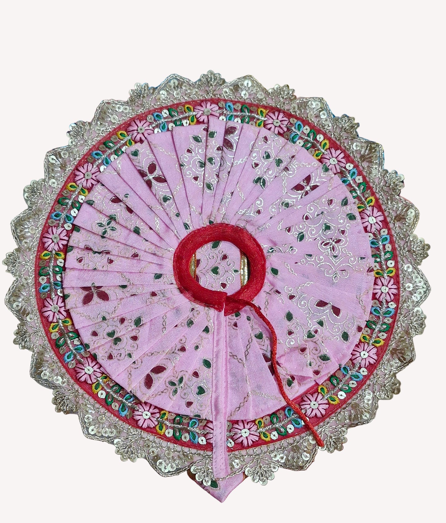 Pink beautiful embroidery work Ladoo gopalji poshak 10 inch