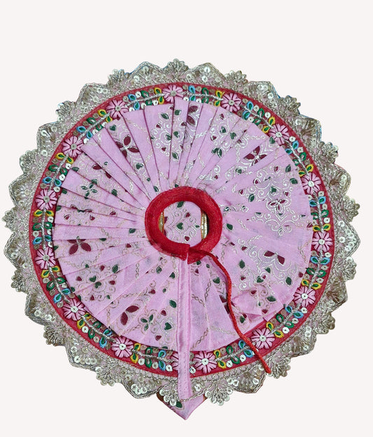 Pink beautiful embroidery work Ladoo gopalji poshak 10 inch