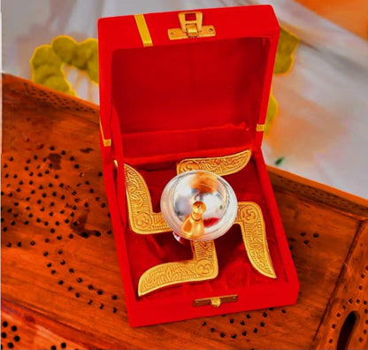 Silver Swastik Diya with Velvet Gift Box | Festive Gift Pack of 6