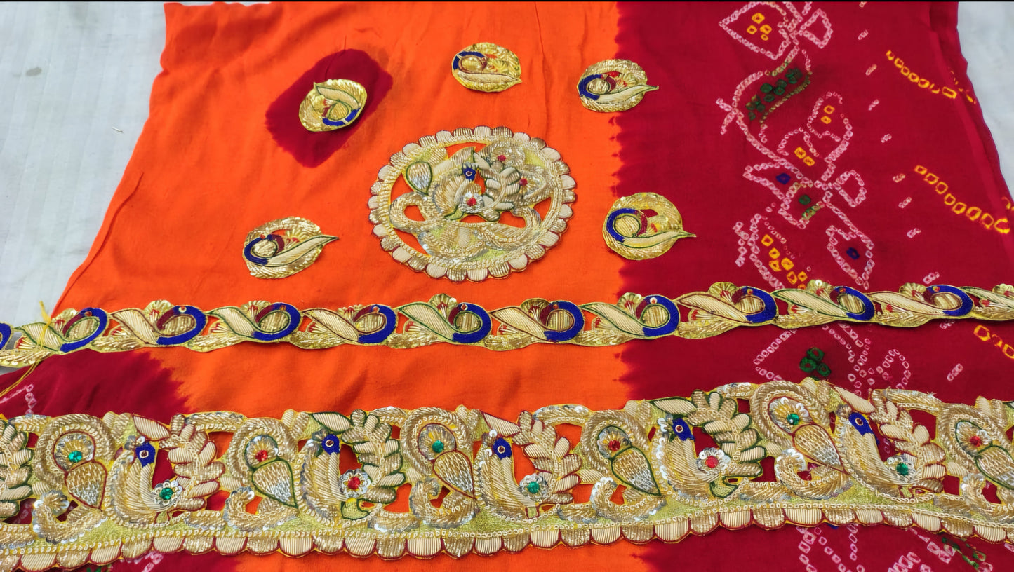 Traditional Pila Chunri –   Ojaria with Kolkata Zardosi Handwork