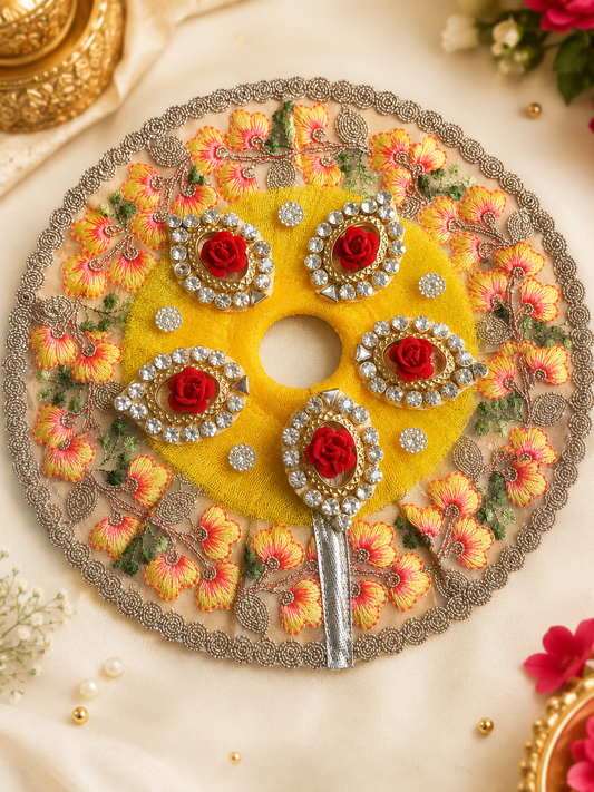 Elegant Floral Ladoo Gopal Dress | Embroidered Designer Poshak for Laddu Gopal Ji