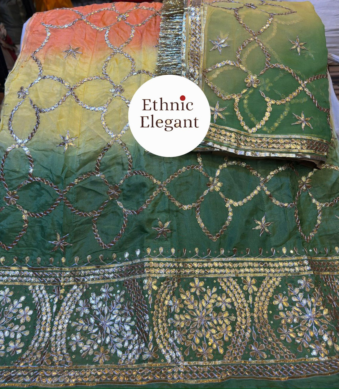 Royal Natural Crepe / Upada Silk Thakurji Pure Odhna Poshak with Heavy Gotapati Handwork