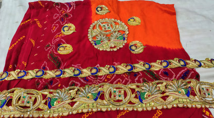 Traditional Pila Chunri –   Ojaria with Kolkata Zardosi Handwork