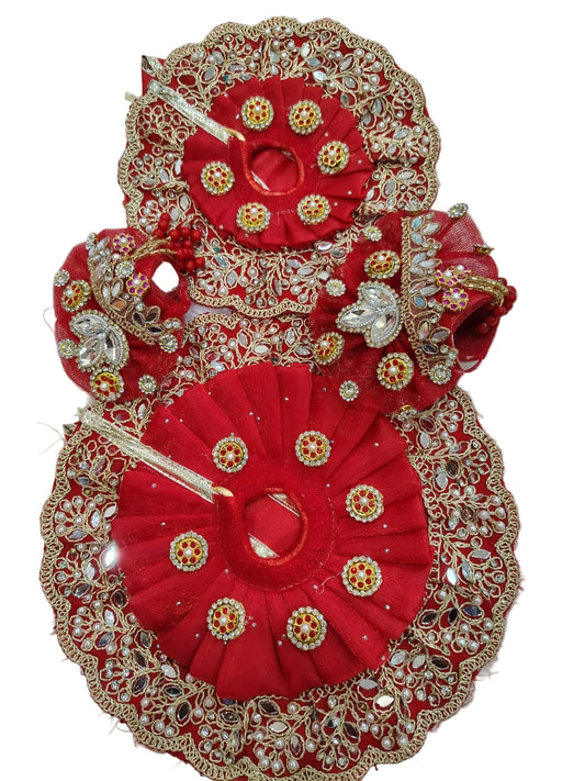 Premium Embroidered Ladoo Gopal Ji Poshak with Mukut
