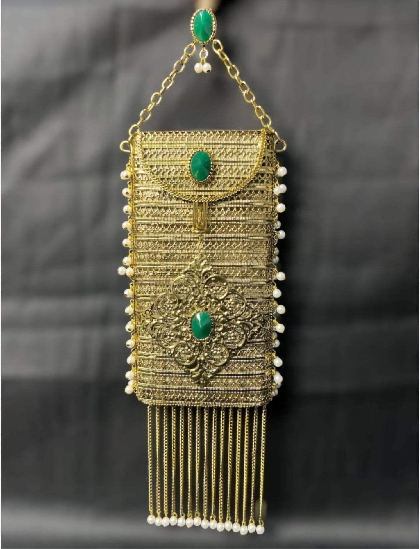 Elegant Partywear Brass Metal Mobile Bag for Women | Designer Ethnic Mobile Purse for Weddings & Festive Occasions
