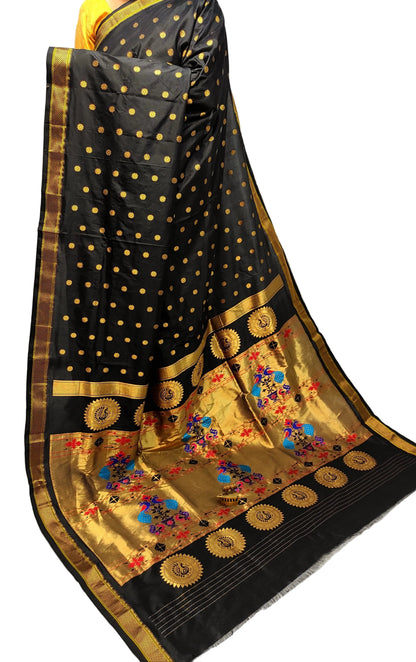 Maharani Kalanjali Handwoven Pure Silk Paithani Saree – All Over Butta with Royal Pallu