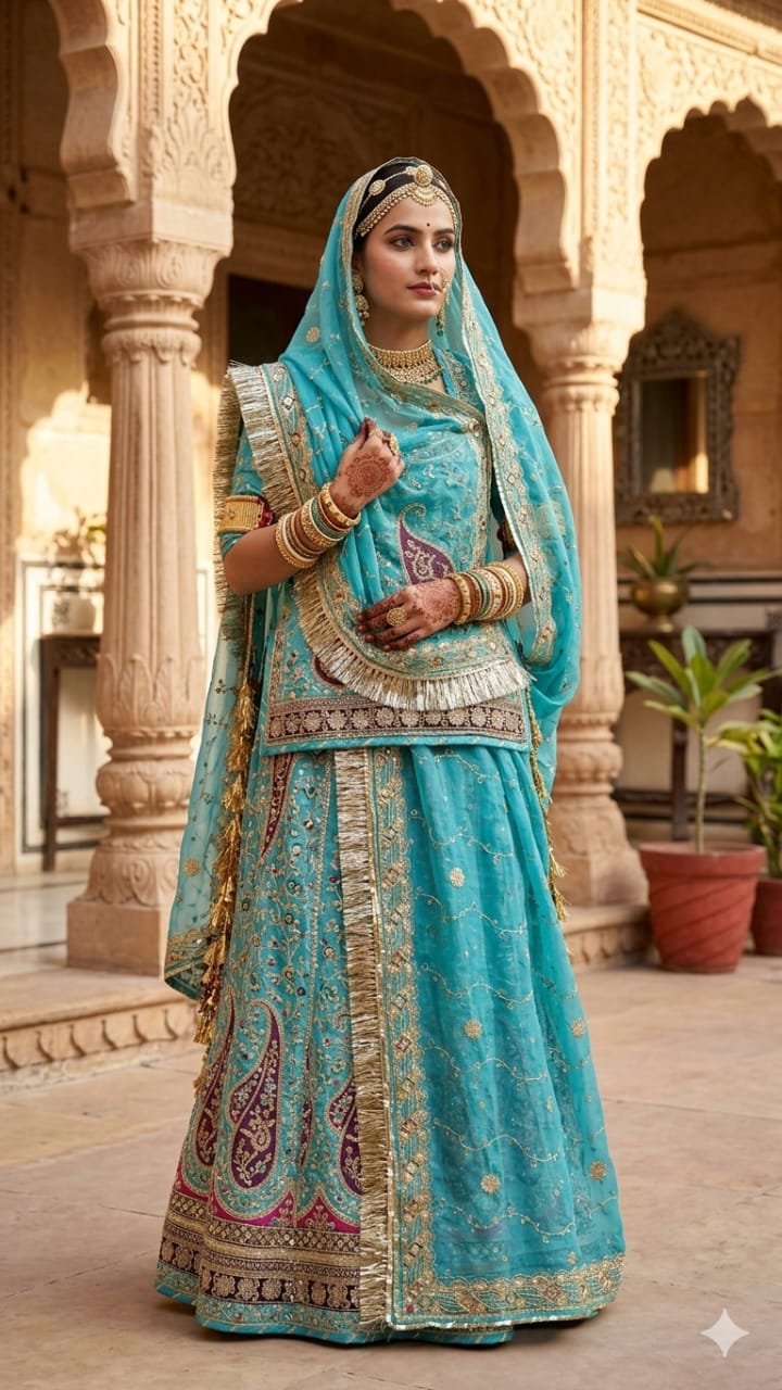Designer Rajasthani Poshak with Zardosi Work | 14 Kali Lehanga