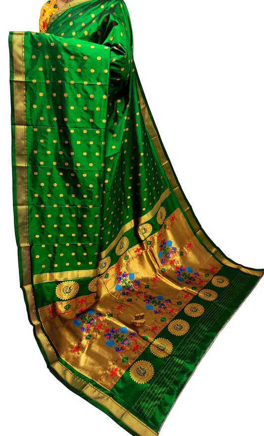 Maharani Kalanjali Handwoven Pure Silk Paithani Saree – All Over Butta with Royal Pallu