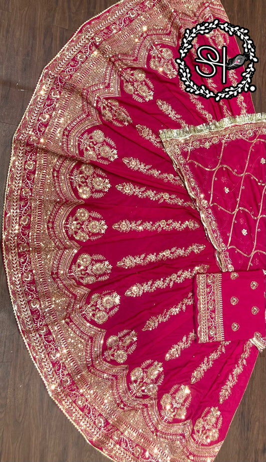 Vintage Barik Zari Rajputi Designer Poshak – 4 MTR Full Gher with Pure Odhani