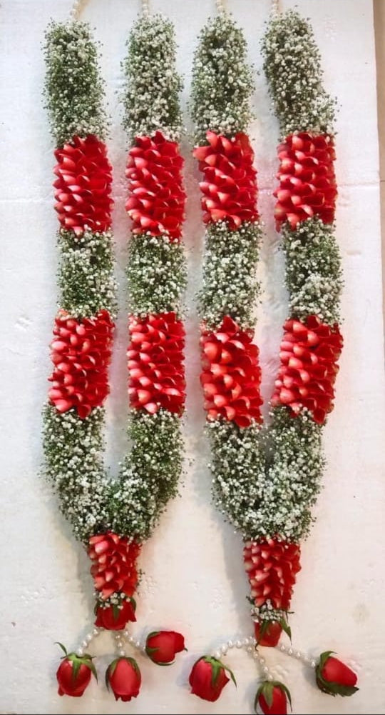 Handcrafted Heavy Wedding Varamala Garland Set for Bride & Groom – 5.5ft
