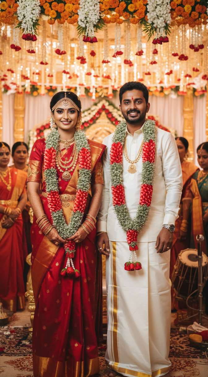 Handcrafted Heavy Wedding Varamala Garland Set for Bride & Groom – 5.5ft