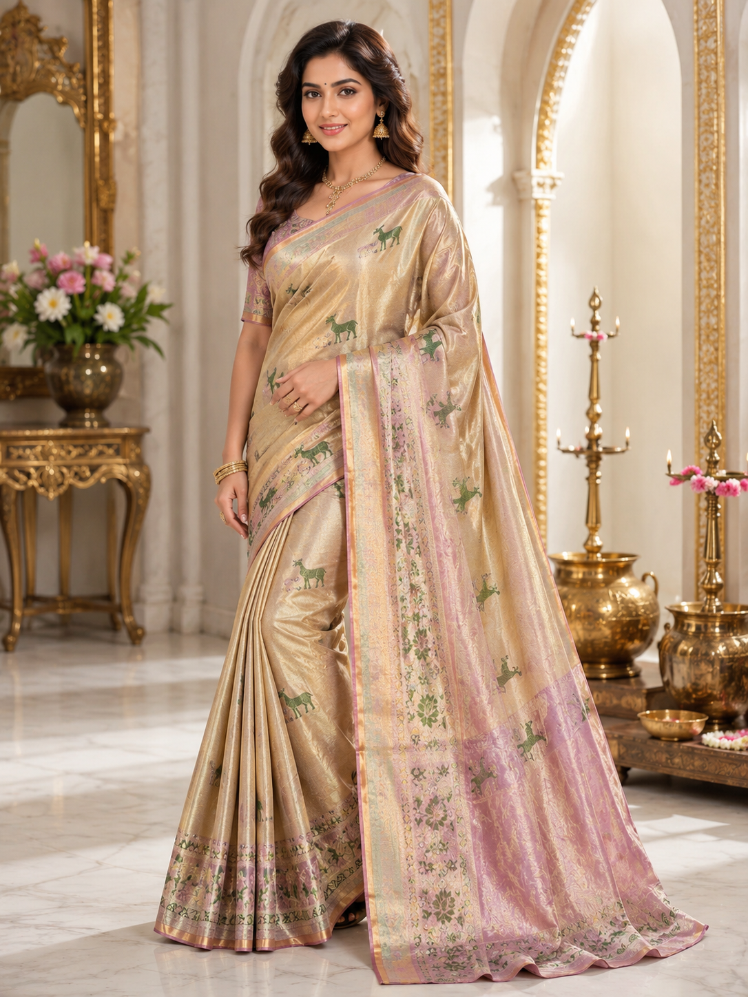 Authentic Kanchipuram pure Silk Tissue Saree | Silk Mark Certified