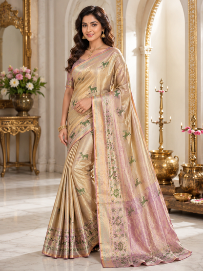 Authentic Kanchipuram pure Silk Tissue Saree | Silk Mark Certified