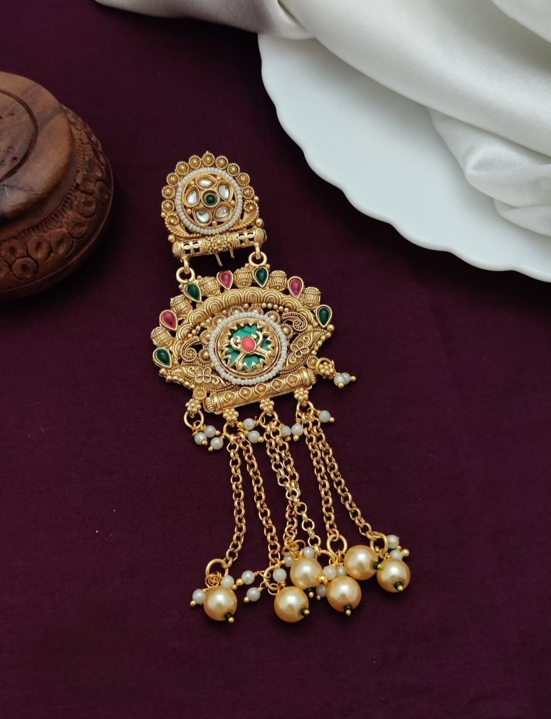 Rajwadi Royal Hair Brooch – Heritage Bridal Juda Pin for Wedding & Festive Hairstyles