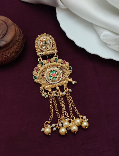 Rajwadi Royal Hair Brooch – Heritage Bridal Juda Pin for Wedding & Festive Hairstyles
