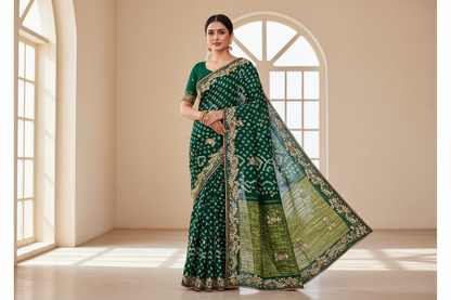 Pure Modal Gajji Silk Jaipuri Bandhej Saree – Boutique Handwork Designer Saree