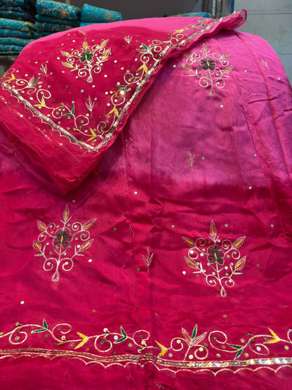 Upada silk fabric pure odhna heavy Kasab zari fancy boutique handwork poshak