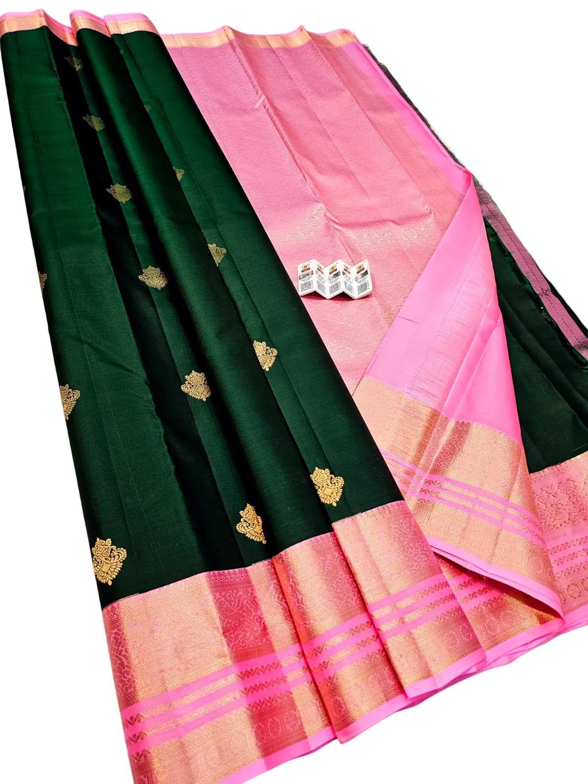 Kanchipuram Pure Silk Saree with Fancy Gap Border | Silk Mark Certified
