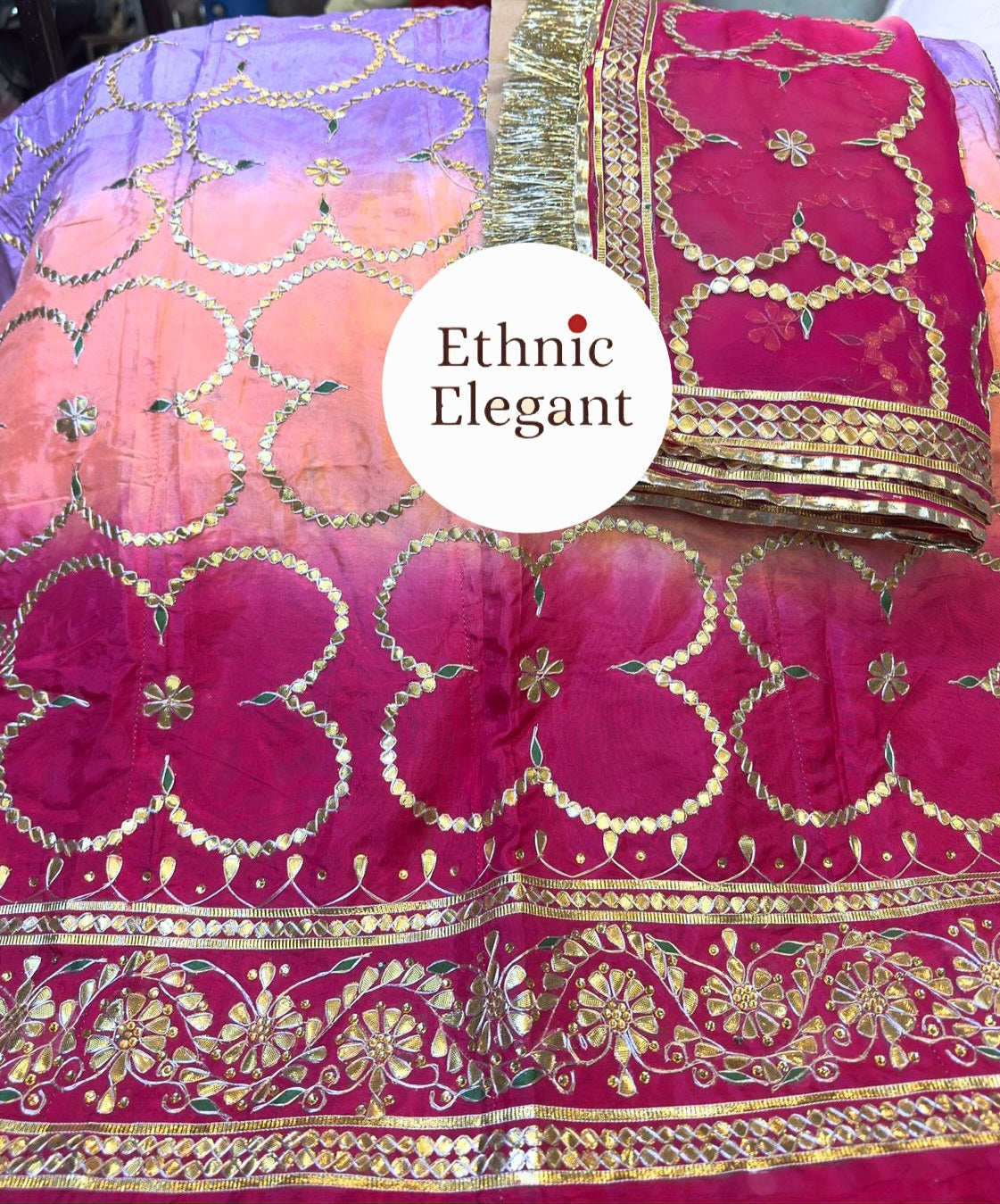 Royal Natural Crepe / Upada Silk Thakurji Pure Odhna Poshak with Heavy Gotapati Handwork