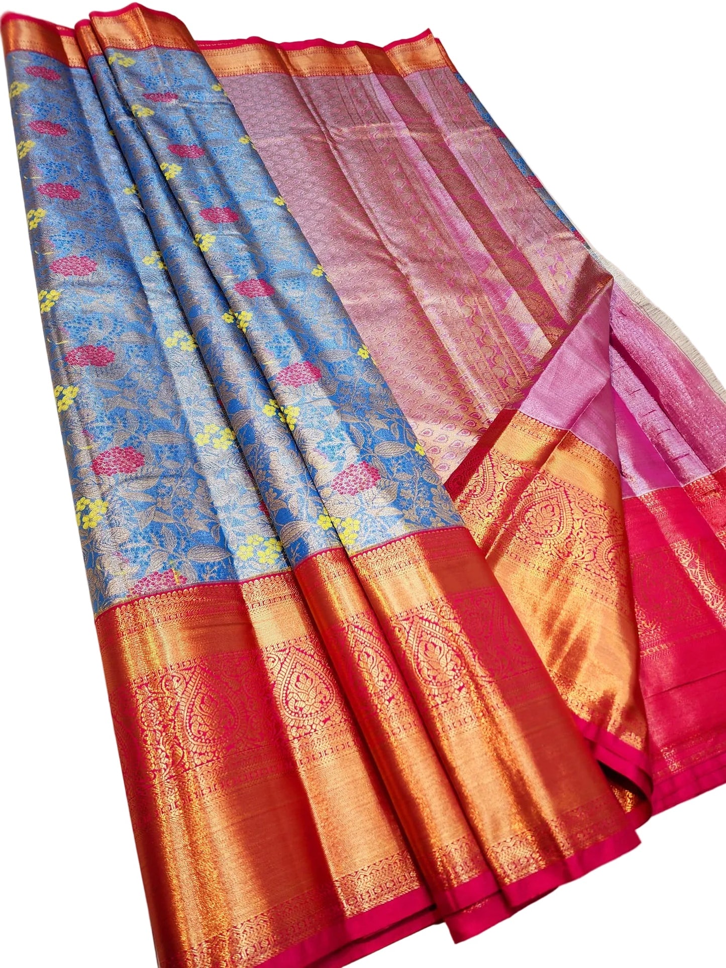 Designer Kanjipuram Semi Tissue Saree – Trendy Traditional Look for Festive & Partywear