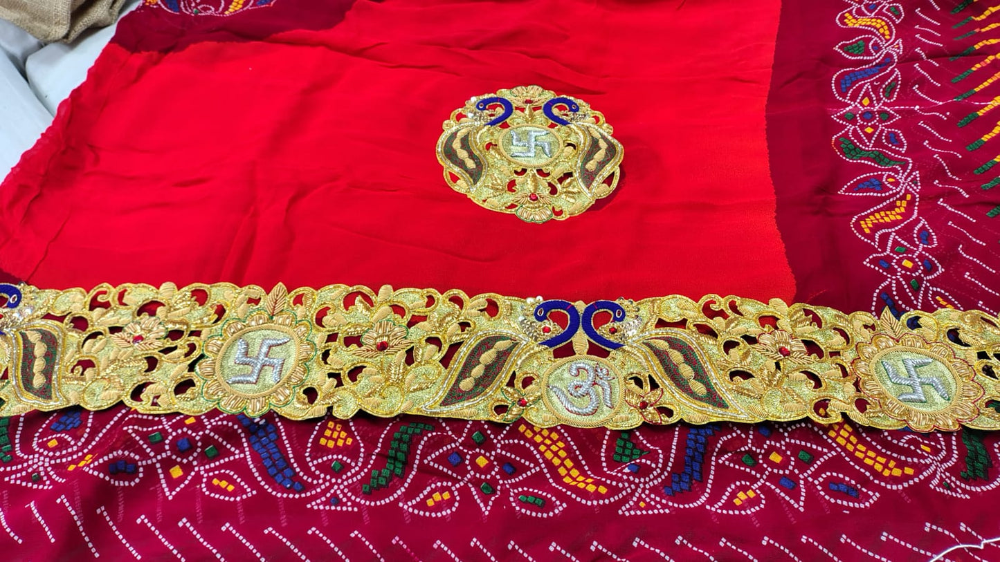 Traditional Pila Chunri –   Ojaria with Kolkata Zardosi Handwork