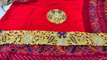 Traditional Pila Chunri –   Ojaria with Kolkata Zardosi Handwork
