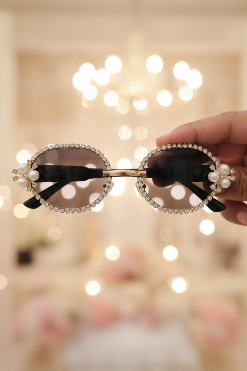 Pearl Blossom  Rhinestone Wedding Sunglasses  pack of 6