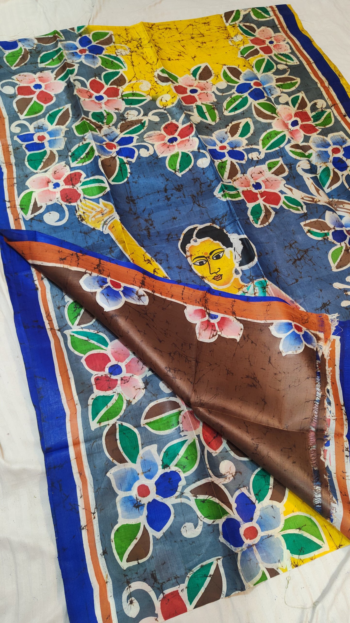 Pure Bishnupuri Silk Batik Saree | Handpainted & Silk Mark Certified