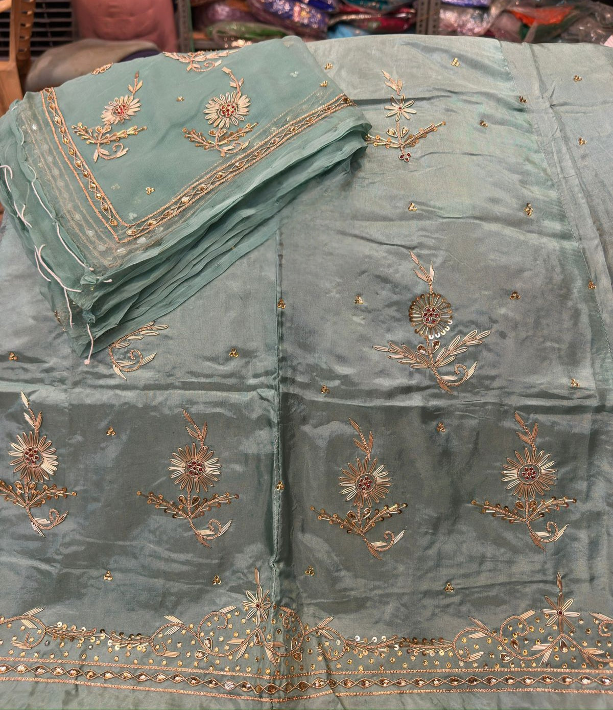 Upada silk fabric pure odhna heavy dabka jardoji handwork Fancy Rajasthani poshak