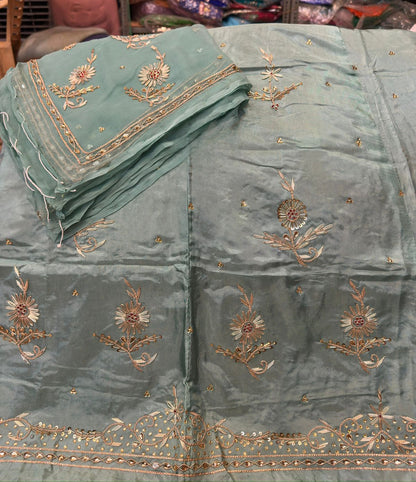 Upada silk fabric pure odhna heavy dabka jardoji handwork Fancy Rajasthani poshak