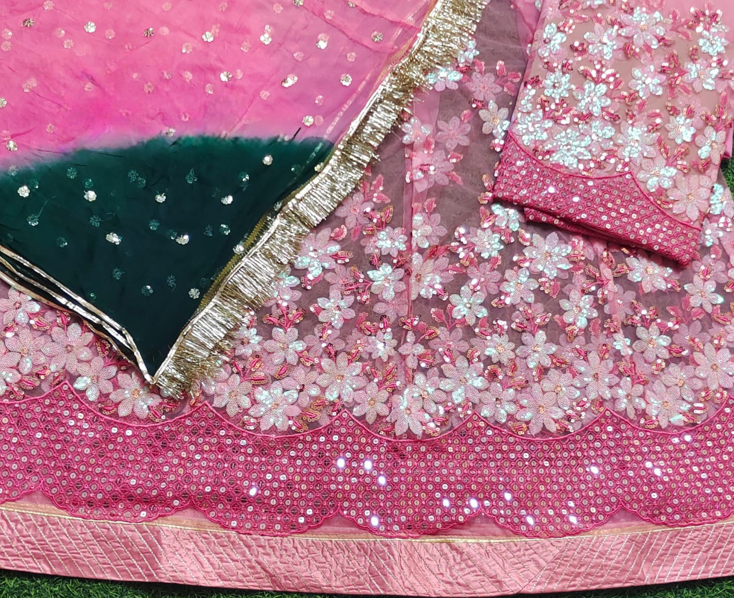 Elegant Rajasthani Poshak Partywear | Royal Net Lehenga with Odhani & Gota Work