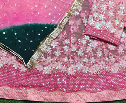 Elegant Rajasthani Poshak Partywear | Royal Net Lehenga with Odhani & Gota Work