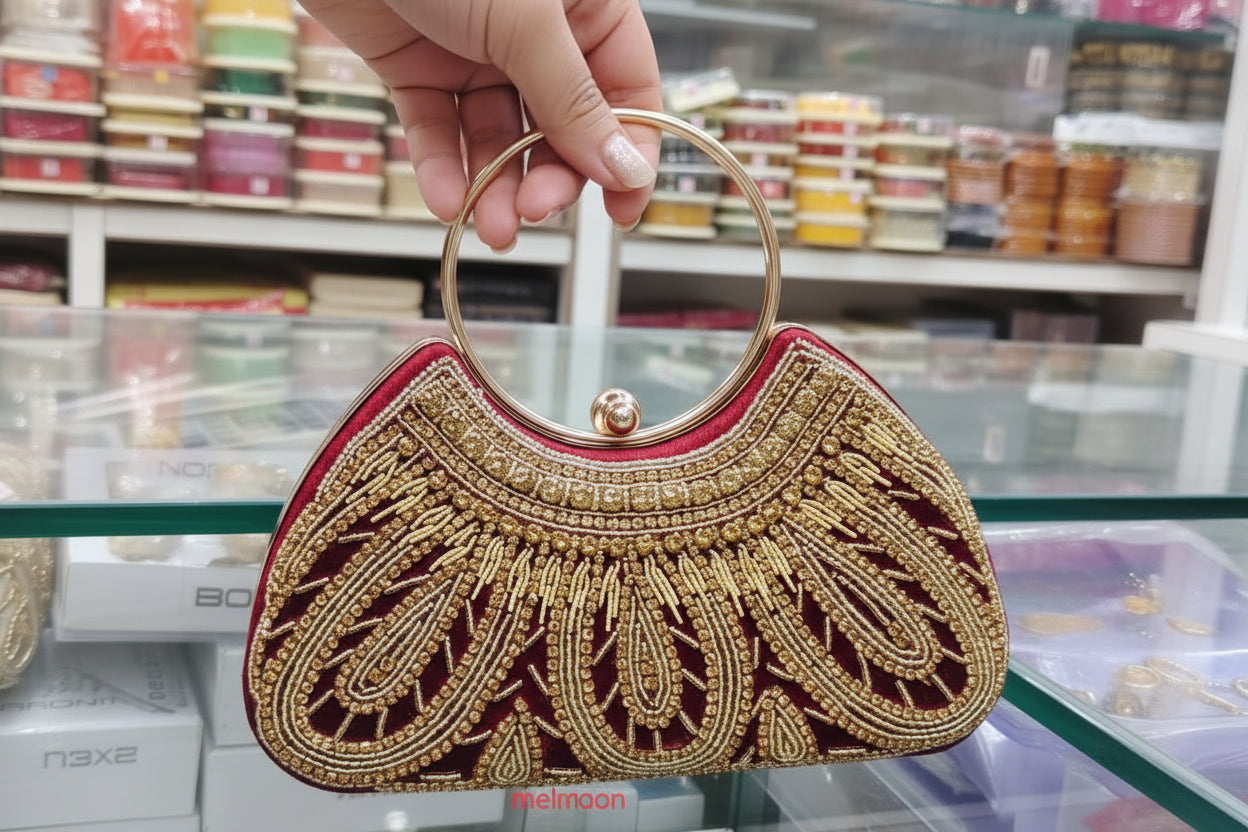 Elegant Metallic Gold Shimmery Party Clutch