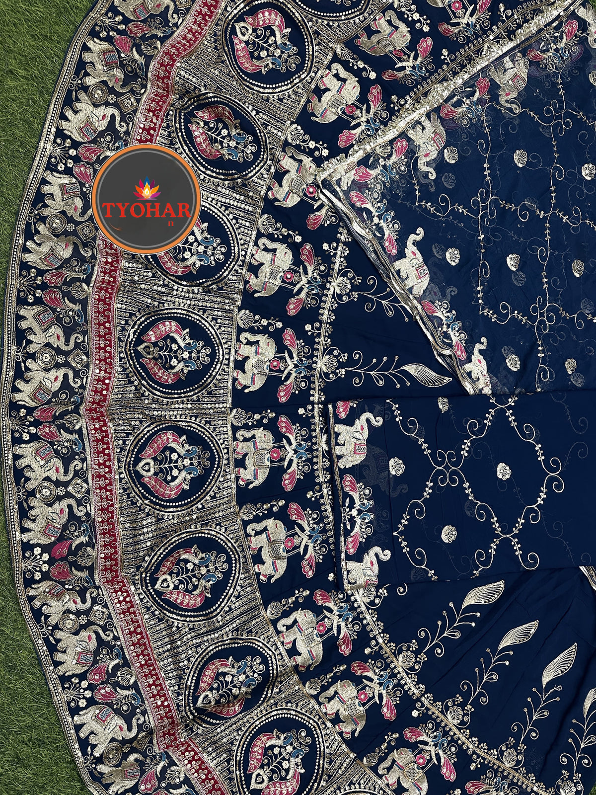 Boutique Designer 4 Meter Ghera Royal Poshak – A Timeless Blend of Tradition and Elegance/ CODE:SHR