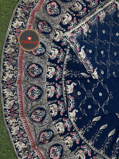 Boutique Designer 4 Meter Ghera Royal Poshak – A Timeless Blend of Tradition and Elegance/ CODE:SHR
